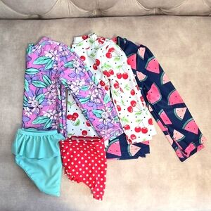 Carter's, Ruffle Butts Kids Rushguard Swim Sets, Size 2-3y